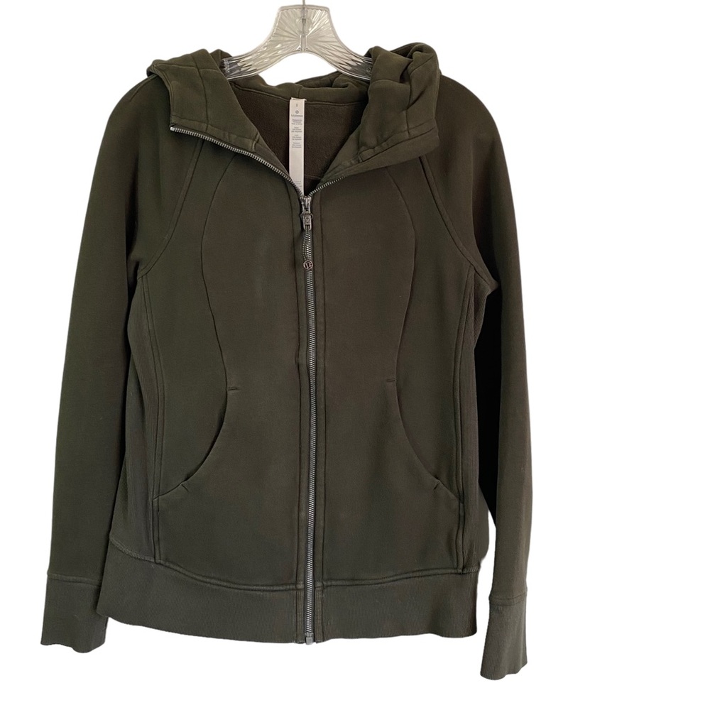 Lululemon Scuba Hoodie *Light Cotton Fleece Size 8 Dark Olive - Picture 3 of 14